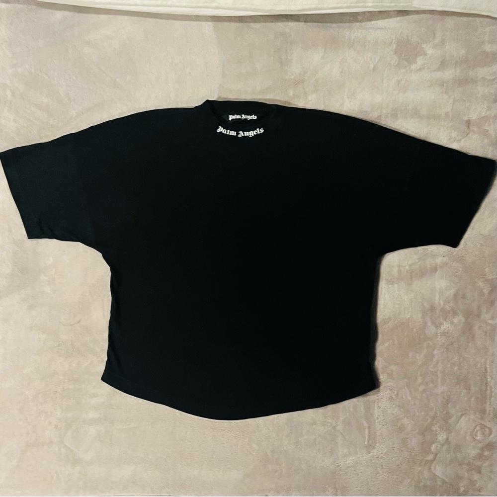 Palm Angels Collar Spell-Out Black T-Shirt Men’s Size Small